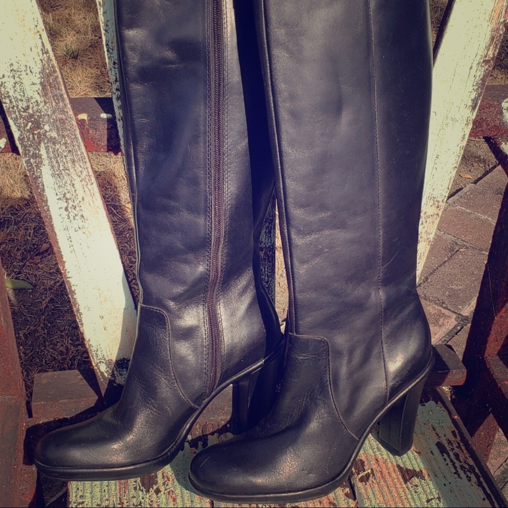 Leather knee high boots - genuine leather.